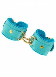 Голубые двуслойные кожаные наручники-браслеты - Pecado - купить с доставкой во Владикавказе