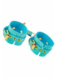 Голубые однослойные кожаные наручники - Pecado - купить с доставкой во Владикавказе