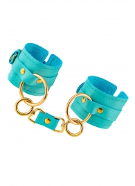 Голубые однослойные кожаные наручники - Pecado - купить с доставкой во Владикавказе