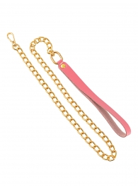 Розовый кожаный поводок с карабином для ошейника - 80 см. - Pecado - купить с доставкой во Владикавказе