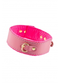 Розовый двуслойный кожаный ошейник с подкладкой из фетра - Pecado - купить с доставкой во Владикавказе
