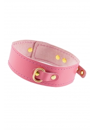 Розовый кожаный однослойный ошейник с прошивкой - Pecado - купить с доставкой во Владикавказе