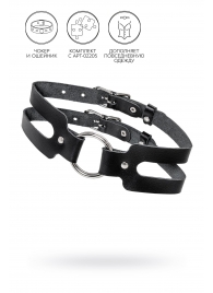 Черный кожаный чокер-ошейник из двух ремешков - Pecado - купить с доставкой во Владикавказе