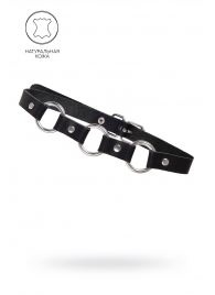 Черный кожаный чокер-ошейник с тремя кольцами - Pecado - купить с доставкой во Владикавказе