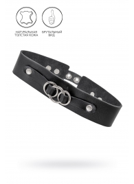 Черный чокер-ошейник со связанными кольцами на подложке - Pecado - купить с доставкой во Владикавказе