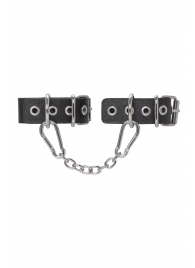 Черные кожаные наручники-браслеты из одного ремешка с люверсами - Pecado - купить с доставкой во Владикавказе