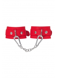 Красные кожаные наручники-браслеты со скруглёнными углами - Pecado - купить с доставкой во Владикавказе