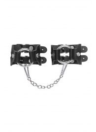 Черные кожаные наручники-браслеты из двух ремешков - Pecado - купить с доставкой во Владикавказе