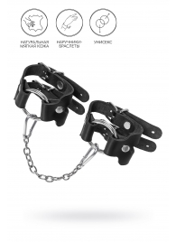 Черные кожаные наручники-браслеты из двух ремешков - Pecado - купить с доставкой во Владикавказе