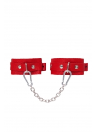 Красные кожаные узкие оковы со скруглёнными углами - Pecado - купить с доставкой во Владикавказе