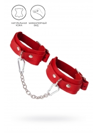 Красные кожаные узкие оковы со скруглёнными углами - Pecado - купить с доставкой во Владикавказе