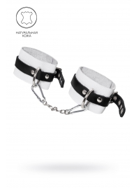 Бело-черные мягкие оковы с одним ремешком и люверсами - Pecado - купить с доставкой во Владикавказе