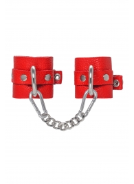 Красные мягкие кожаные наручники с люверсами - Pecado - купить с доставкой во Владикавказе