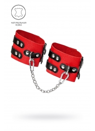 Красно-черные мягкие оковы с двумя ремешками с люверсами - Pecado - купить с доставкой во Владикавказе