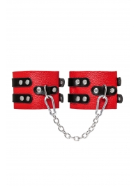 Красно-черные мягкие оковы с двумя ремешками с люверсами - Pecado - купить с доставкой во Владикавказе