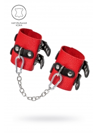Красно-черные мягкие наручники с двумя ремешками с люверсами - Pecado - купить с доставкой во Владикавказе