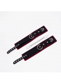 Черно-красные оковы с красной строчкой Sex - Crazy Handmade - купить с доставкой во Владикавказе