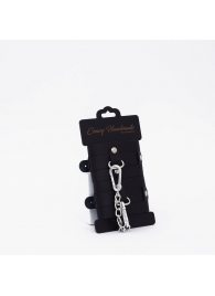 Черные кожаные наручники с хромированной фурнитурой - Crazy Handmade - купить с доставкой во Владикавказе
