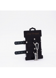 Черные кожаные оковы с хромированной фурнитурой - Crazy Handmade - купить с доставкой во Владикавказе