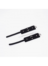 Черные кожаные оковы с хромированной фурнитурой - Crazy Handmade - купить с доставкой во Владикавказе