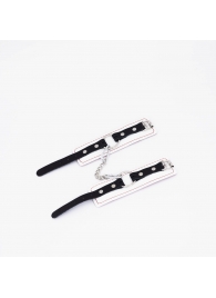 Бело-красные кожаные наручники - Crazy Handmade - купить с доставкой во Владикавказе