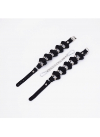 Черные кожаные наручники из звеньев - Crazy Handmade - купить с доставкой во Владикавказе