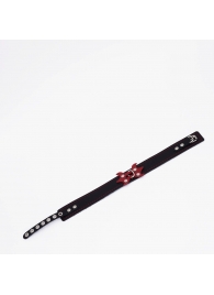 Черный ошейник с красным декором и строчкой - Crazy Handmade - купить с доставкой во Владикавказе