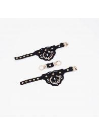 Черные наручники с золотистой фурнитурой - Crazy Handmade - купить с доставкой во Владикавказе