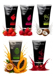 Набор из 5 съедобных лубрикантов JUJU (клубника, малина, тропические фрукты, вишня, кокос) - JuJu - купить с доставкой во Владикавказе