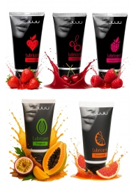 Набор из 5 съедобных лубрикантов JUJU (клубника, малина, тропические фрукты, вишня, грейпфрут) - JuJu - купить с доставкой во Владикавказе