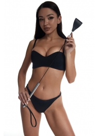 Стек с широким черным кожаным наконечником и металлической ручкой - 67 см. - Crazy Handmade - купить с доставкой во Владикавказе