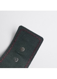 Черные кожаные наручники с красной строчкой - Crazy Handmade - купить с доставкой во Владикавказе