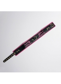 Черно-розовый ошейник с золотистой фурнитурой - Crazy Handmade - купить с доставкой во Владикавказе