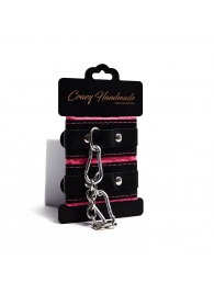 Черно-розовые скругленные наручники с мягкой подкладкой - Crazy Handmade - купить с доставкой во Владикавказе