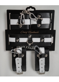 Набор фиксаторов из черной и белой натуральной кожи - Crazy Handmade - купить с доставкой во Владикавказе