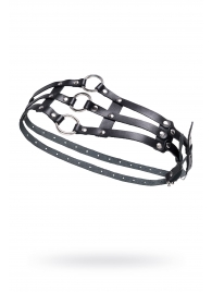 Черный кожаный пояс с кольцами - Pecado - купить с доставкой во Владикавказе