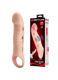 Телесная удлиняющая насадка с рельефом и вибрацией Brad - 21,3 см. - Baile - во Владикавказе купить с доставкой