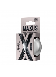 Черные утолщенные презервативы MAXUS Extra Strong с железным кейсом - 3 шт. - Maxus - купить с доставкой во Владикавказе