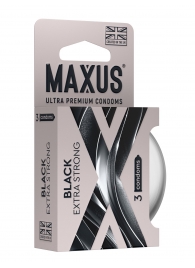 Черные утолщенные презервативы MAXUS Extra Strong с железным кейсом - 3 шт. - Maxus - купить с доставкой во Владикавказе