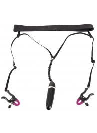 Женские вибростринги с зажимами для половых губ Spreader String with Vibrator - Orion - купить с доставкой во Владикавказе