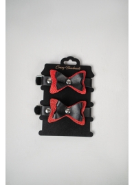 Черно-красные кожаные наручники с бантиками - Crazy Handmade - купить с доставкой во Владикавказе