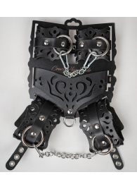 Черный ажурный кожаный набор фиксаций - Crazy Handmade - купить с доставкой во Владикавказе