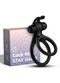 Черное эрекционное виброкольцо с подхватом мошонки Stay Hard - Boys of Toys - во Владикавказе купить с доставкой