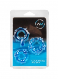 Набор из 3 синих эрекционных колец с различным рельефом - Erowoman-Eroman - во Владикавказе купить с доставкой