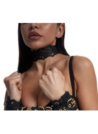 Черный ажурный чокер с золотистой фурнитурой - Crazy Handmade - купить с доставкой во Владикавказе