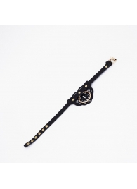 Черный чокер с клепками и золотистой фурнитурой - Crazy Handmade - купить с доставкой во Владикавказе