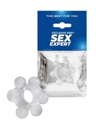 Прозрачное эрекционное кольцо с 6 стимулирующими шариками - Sex Expert - во Владикавказе купить с доставкой