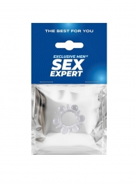 Прозрачное эрекционное кольцо с шариками и шипами - Sex Expert - во Владикавказе купить с доставкой