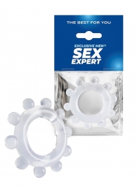 Прозрачное эрекционное кольцо со стимулирующими шариками - Sex Expert - во Владикавказе купить с доставкой