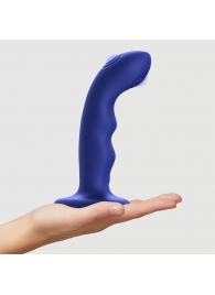 Синяя насадка-стимулятор Strap-On-Me Tapping Dildo Wave - Strap-on-me - купить с доставкой во Владикавказе